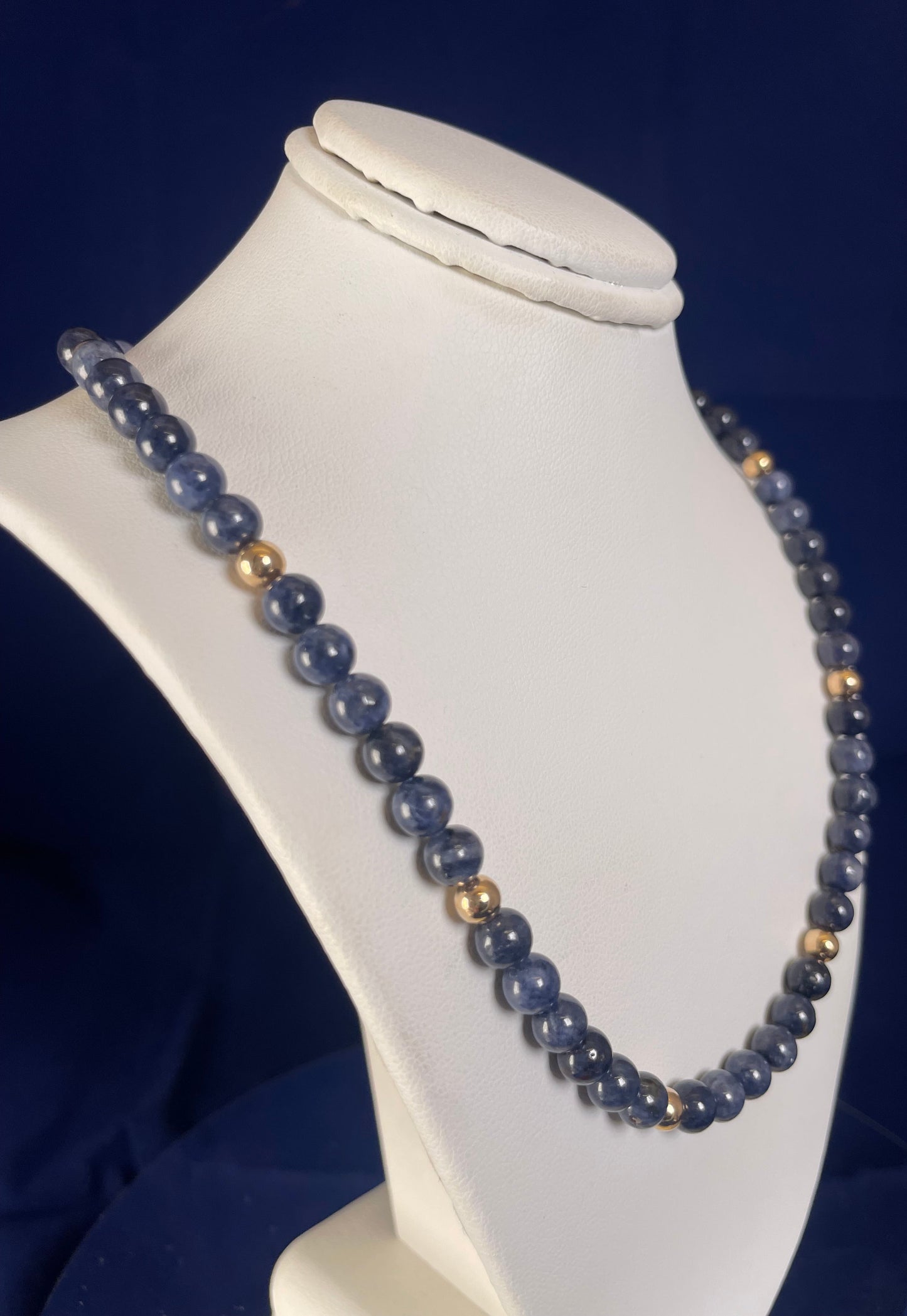 9ct Yellow Gold Sapphire Beaded Necklace