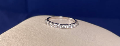 Rhodium-Plated Silver Half Eternity Ring with Cubic Zirconias