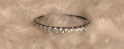 Fine Band Full Eternity Pave Setting Cubic Zirconia Rhodium Plated