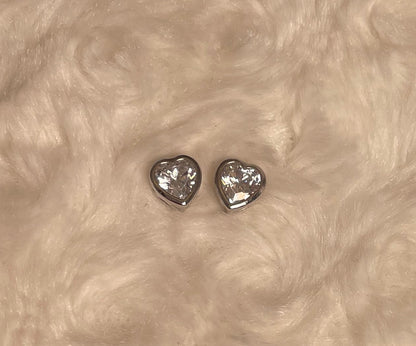 Heart Earrings With Cubic Zirconia Rhodium Plated Silver