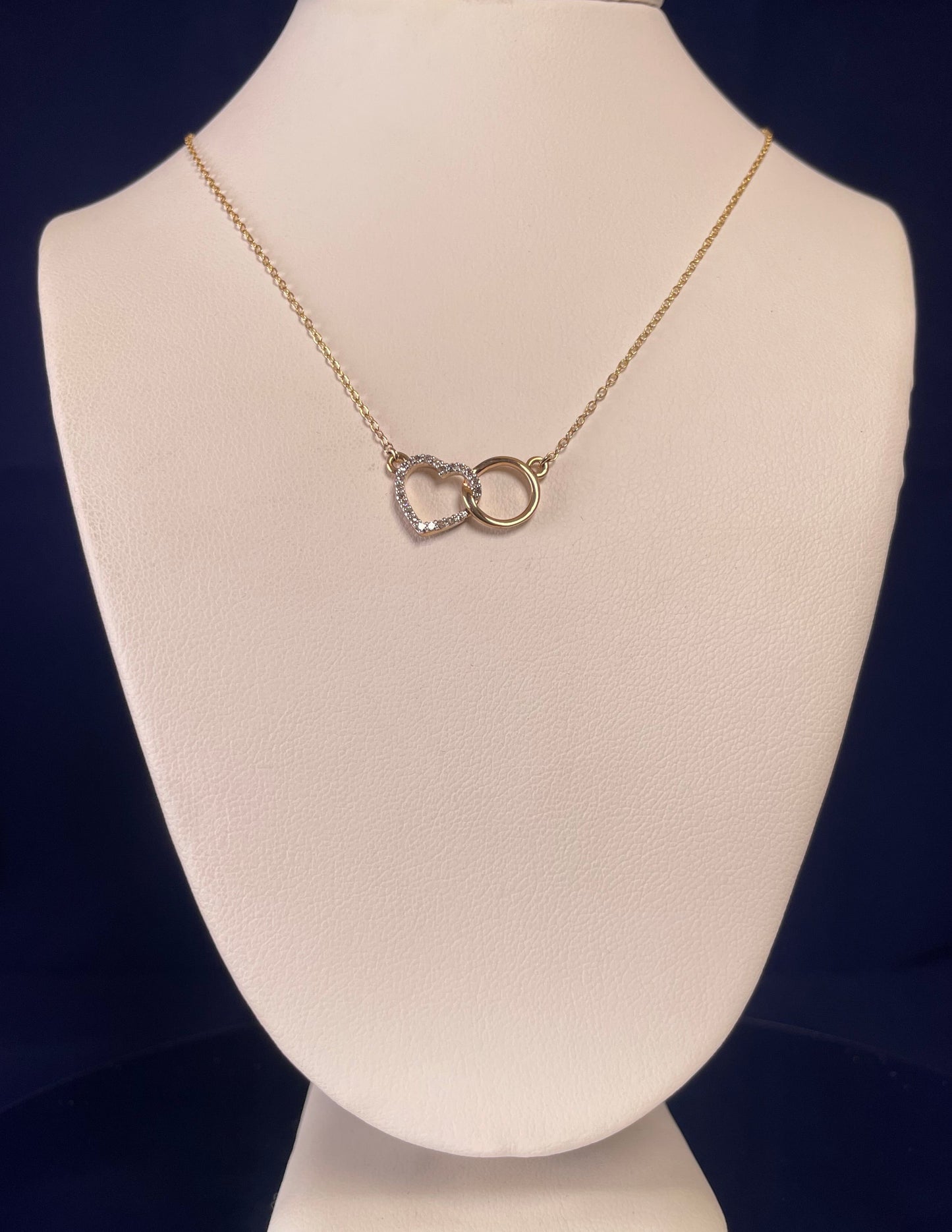 9ct Yellow Gold Diamond Set Heart with Interlocking Circle