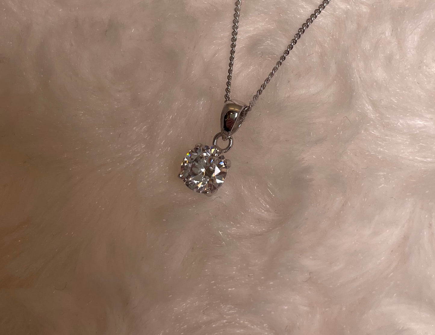 9ct White Gold Brilliant Cut Cubic Zirconia Pendant Necklace