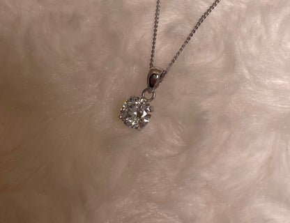 9ct White Gold Brilliant Cut Cubic Zirconia Pendant Necklace