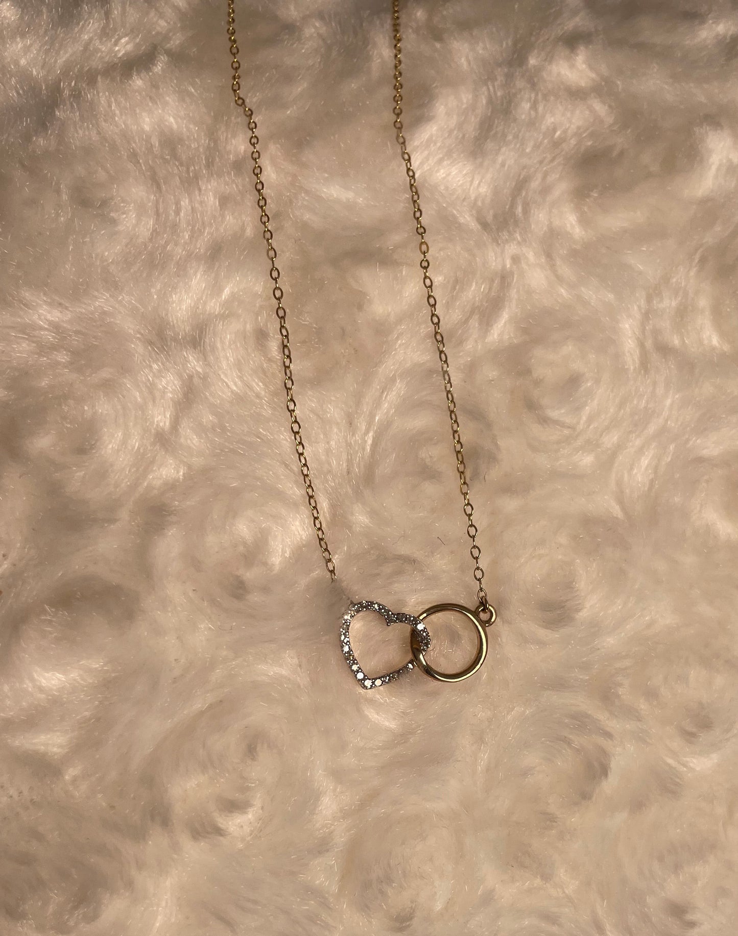 9ct Yellow Gold Diamond Set Heart with Interlocking Circle