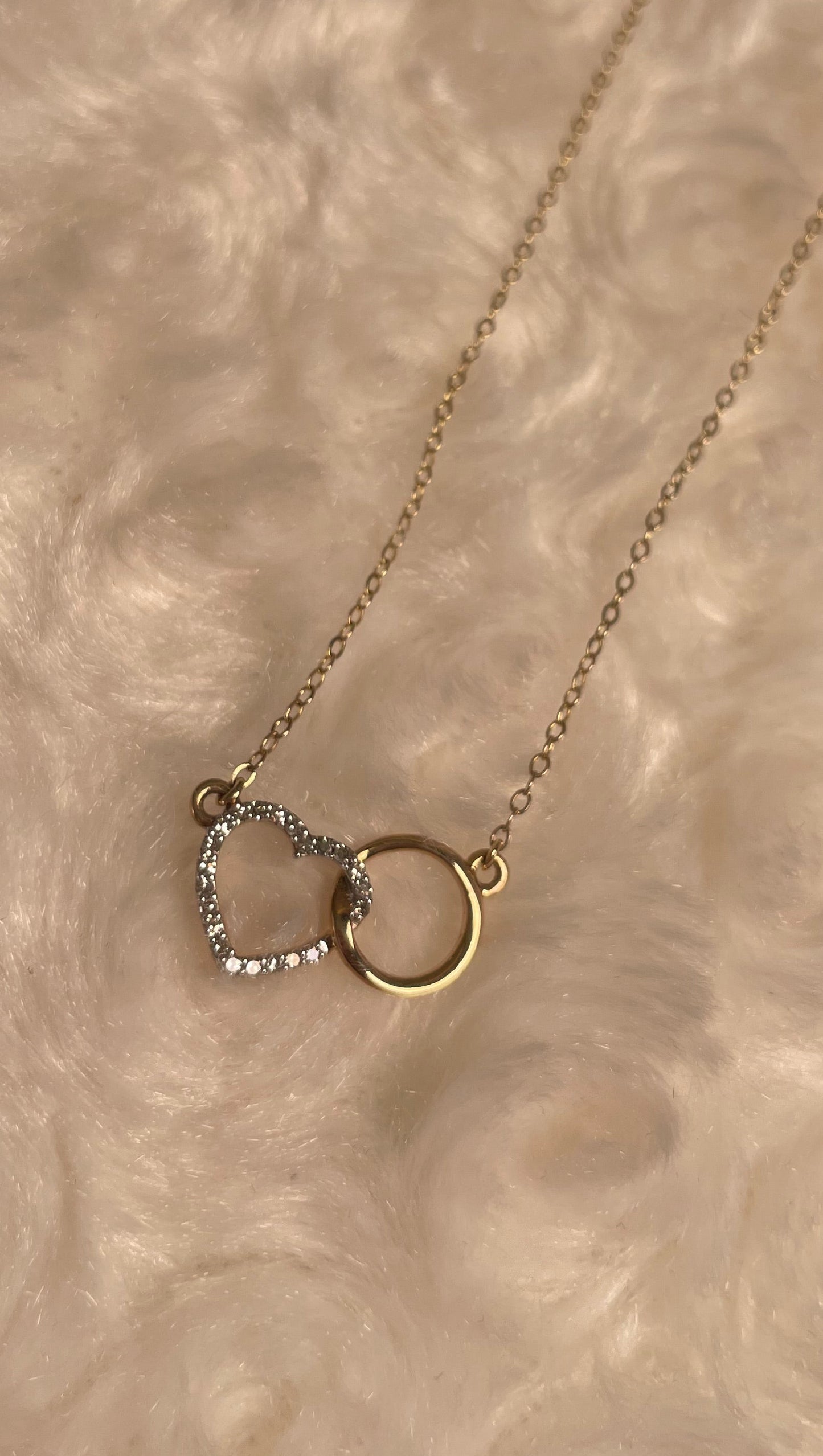 9ct Yellow Gold Diamond Set Heart with Interlocking Circle