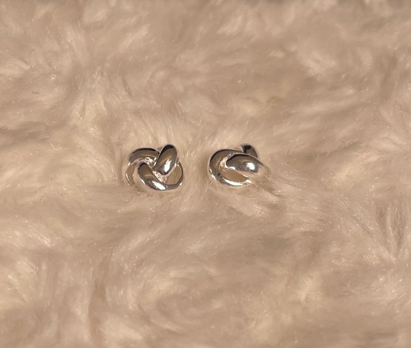 Rhodium-Plated Silver Large knot Earrings