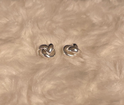 Rhodium-Plated Silver Large knot Earrings