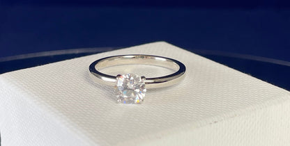Rhodium-Plated Silver Brilliant Cut Cubic Zirconia Solitaire