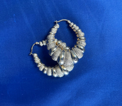 9ct Yellow Gold Patterned Loop Hoop Earrings