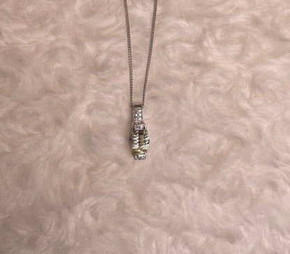 9ct White Gold Lemon Quart & Diamond Pendant Necklace