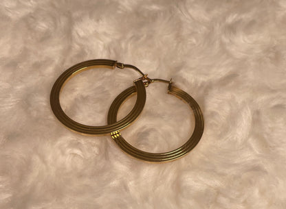 9ct Yellow Gold Flat Hoop Earrings.