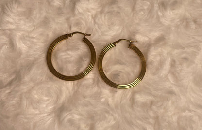 9ct Yellow Gold Flat Hoop Earrings.