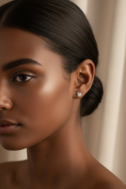 Rhodium-Plated Silver Delicate Knot/Twist Earrings