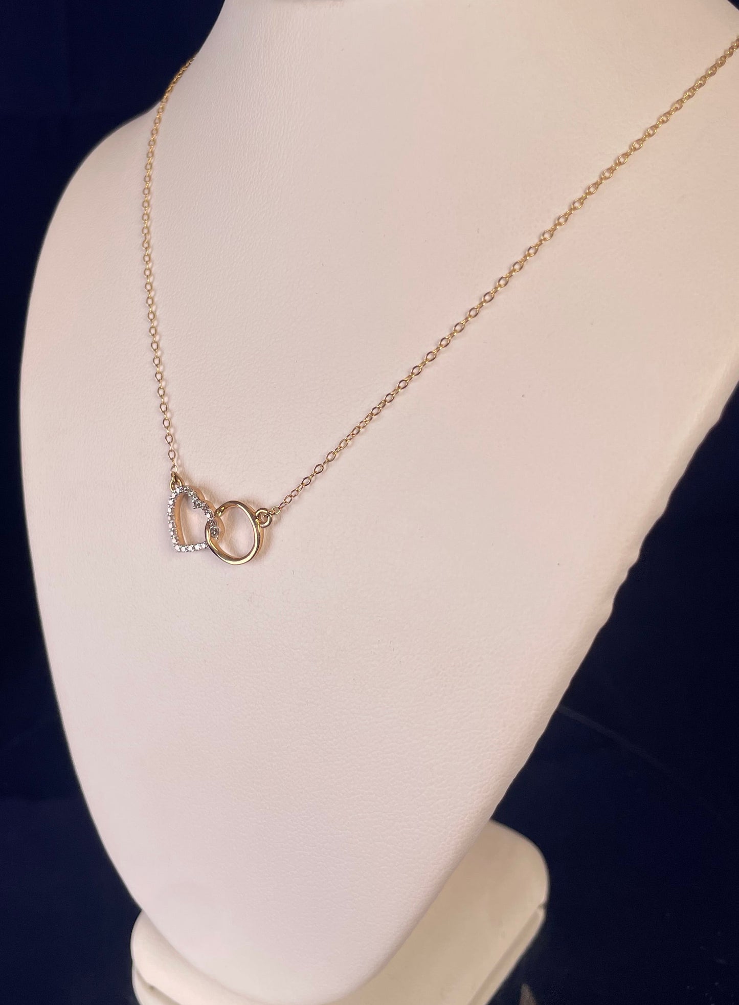 9ct Yellow Gold Diamond Set Heart with Interlocking Circle