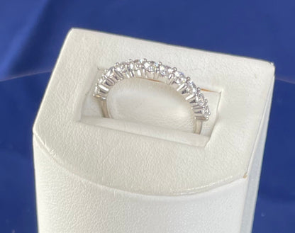 Rhodium-Plated Silver Half Eternity Ring with Cubic Zirconias