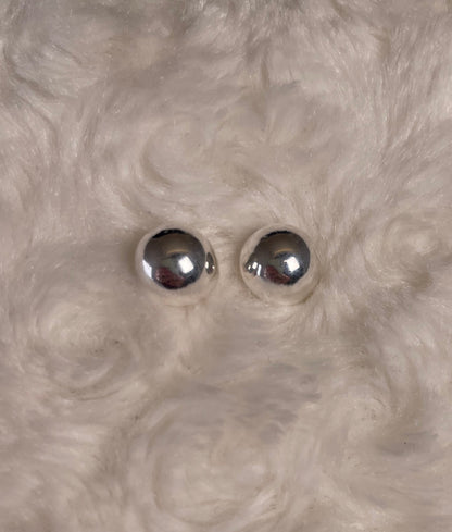 Rhodium-Plated Silver Bold Ball Stud Earrings