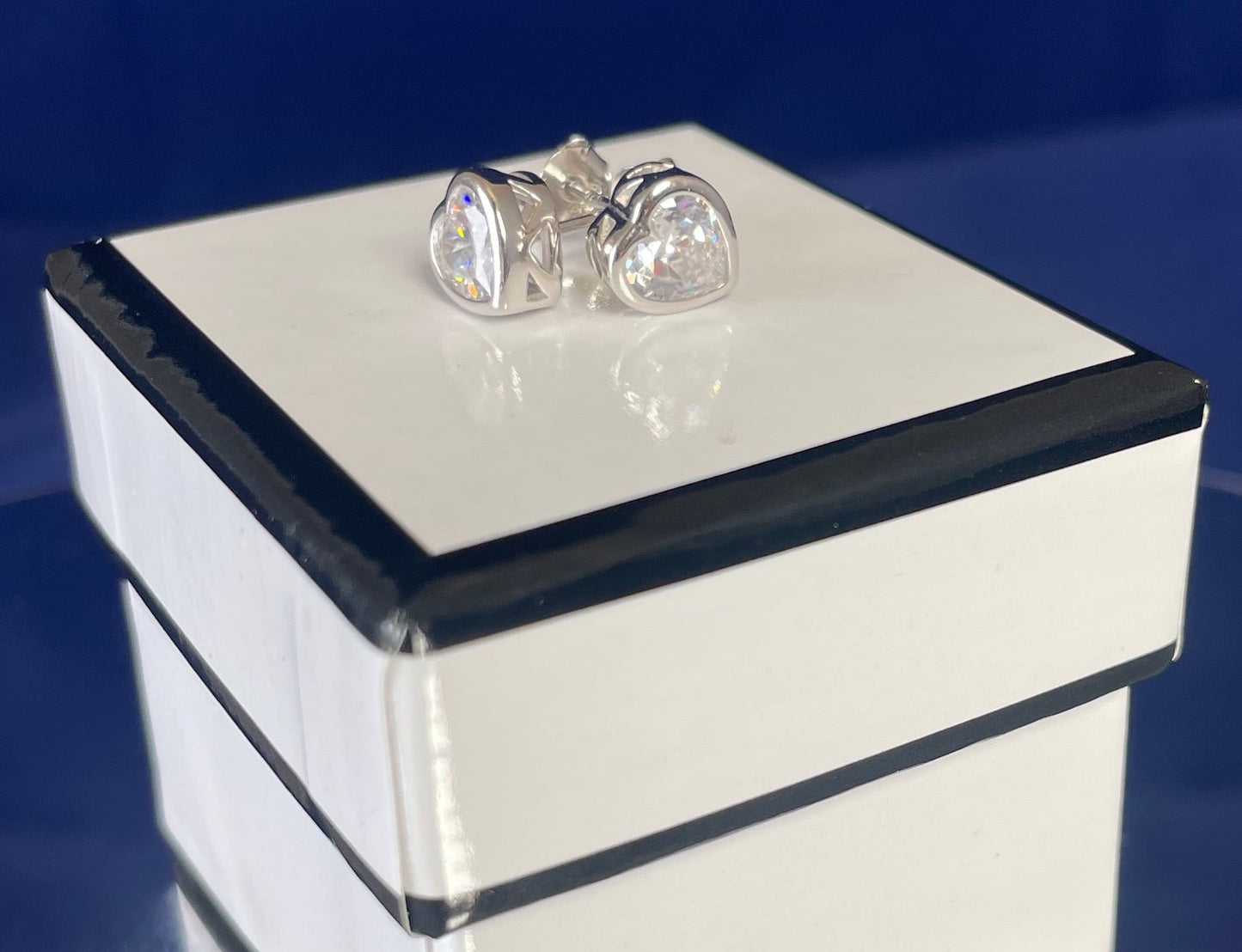 Heart Earrings With Cubic Zirconia Rhodium Plated Silver