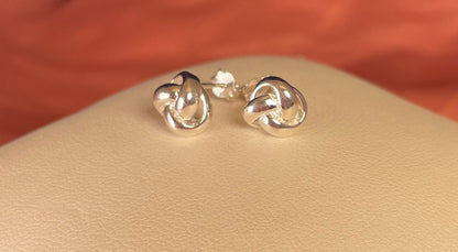 Large knot Earrings Rhodium Plated Silver