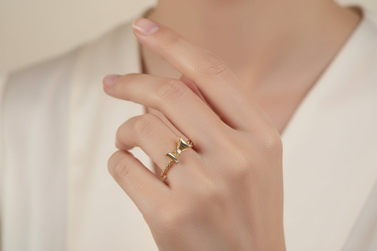 14ct Yellow Gold Bow Style Dress Ring