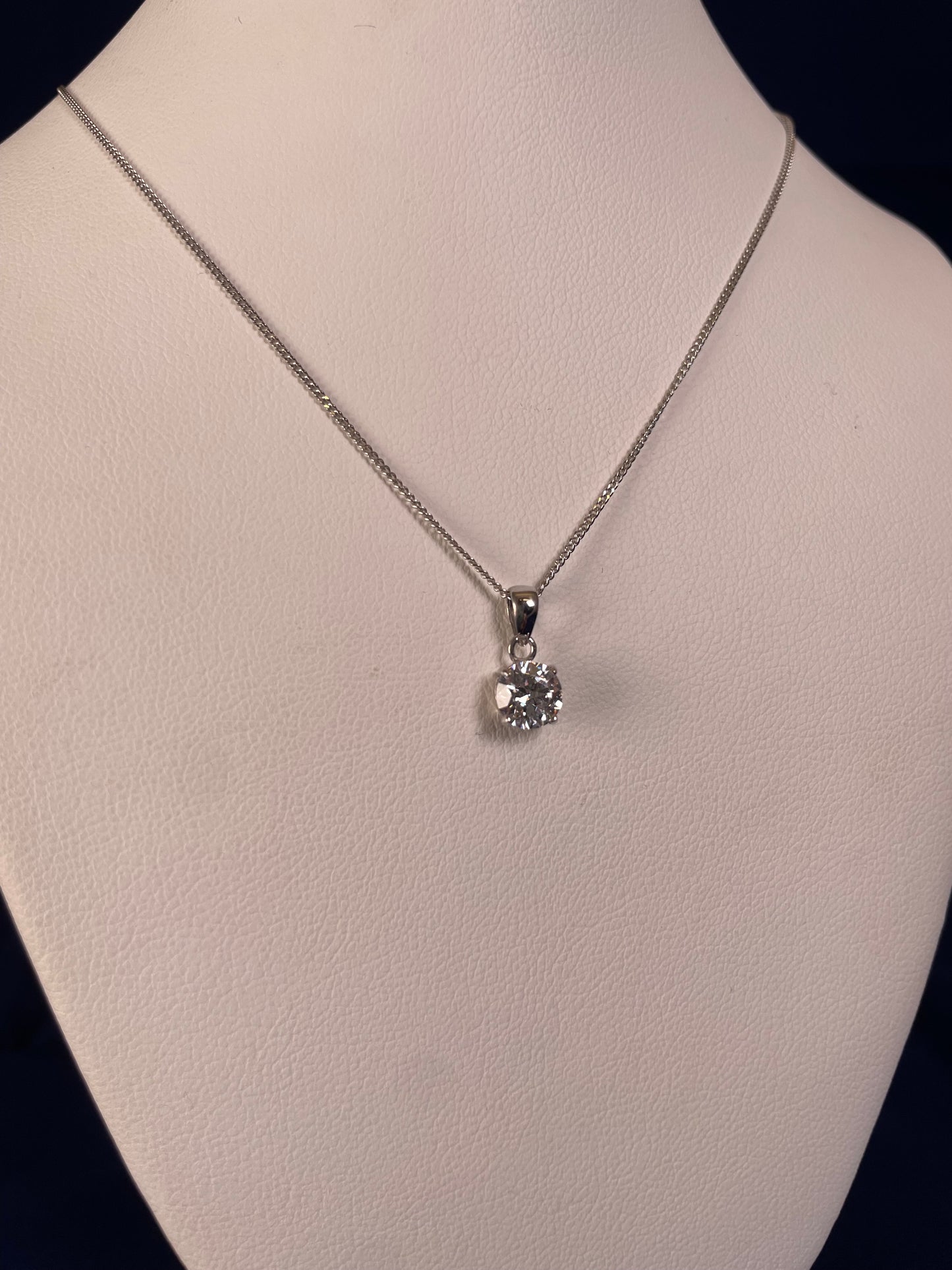 9ct White Gold Brilliant Cut Cubic Zirconia Pendant Necklace