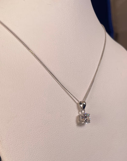 9ct White Gold Brilliant Cut Cubic Zirconia Pendant Necklace