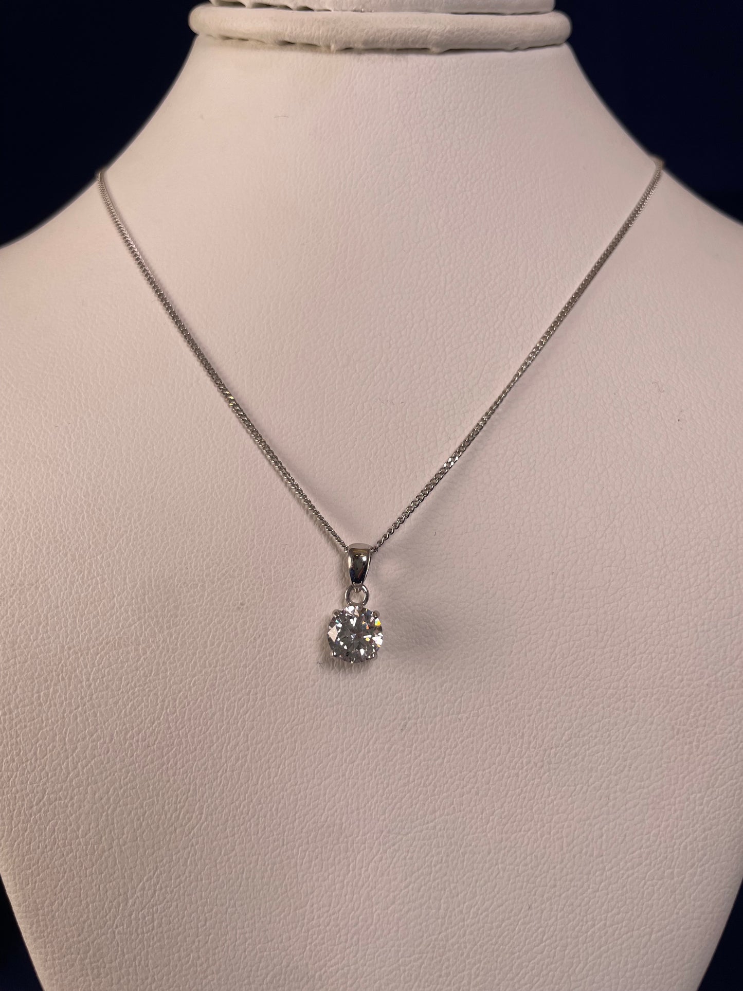 9ct White Gold Brilliant Cut Cubic Zirconia Pendant Necklace