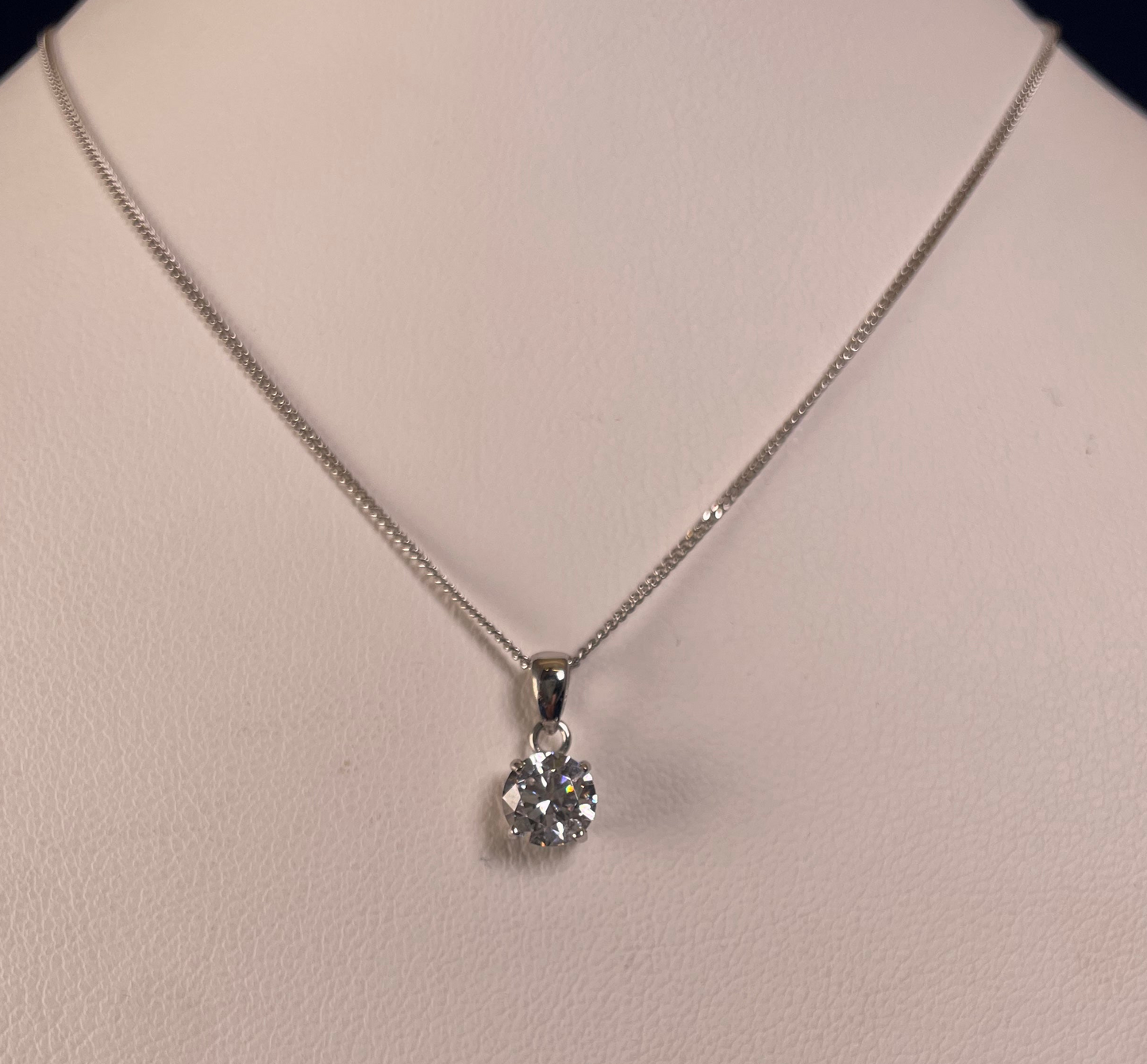 9ct White Gold Brilliant Cut Cubic Zirconia Pendant Necklace