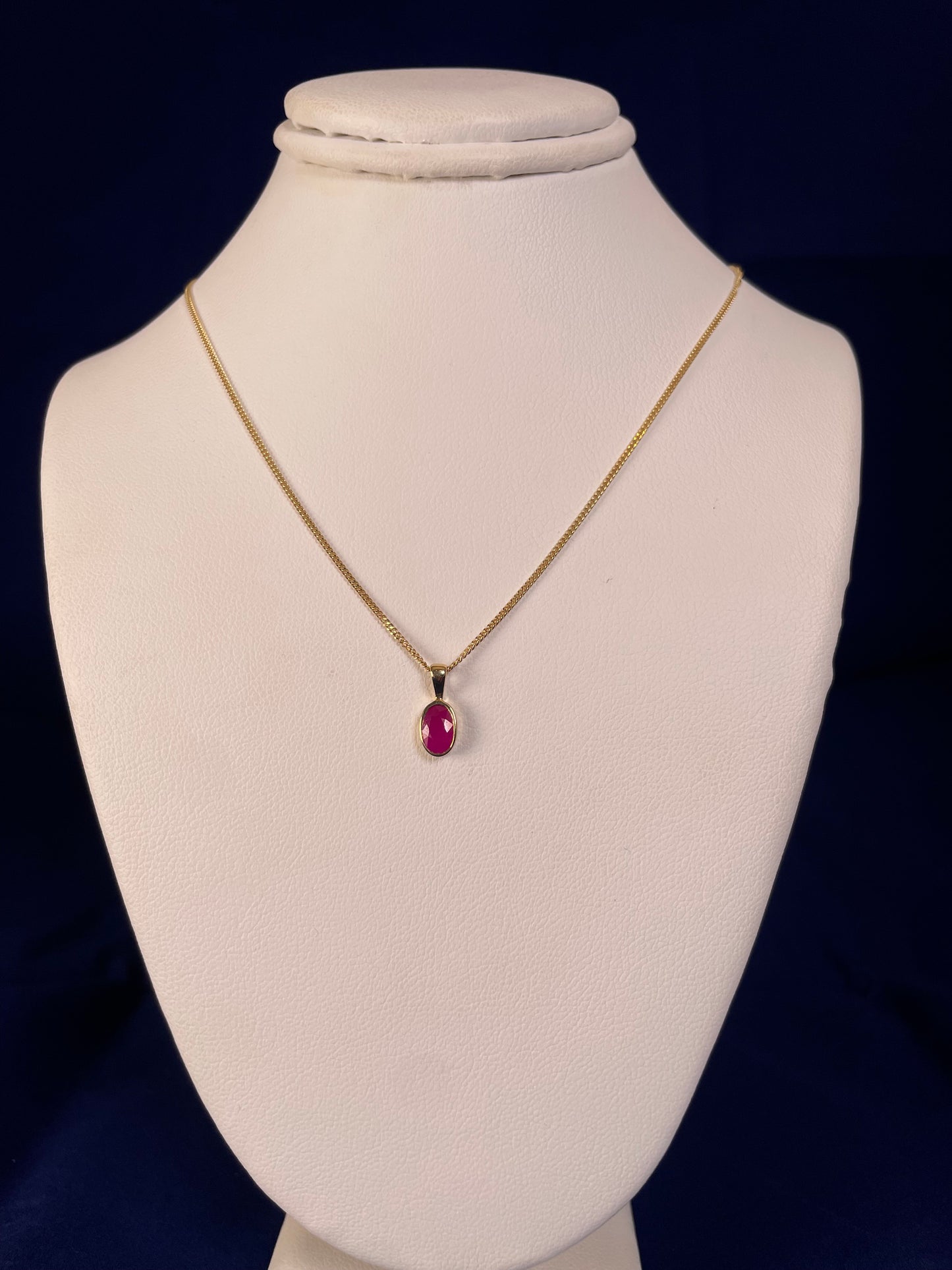 9ct Yellow Gold Oval Ruby Pendant Necklace