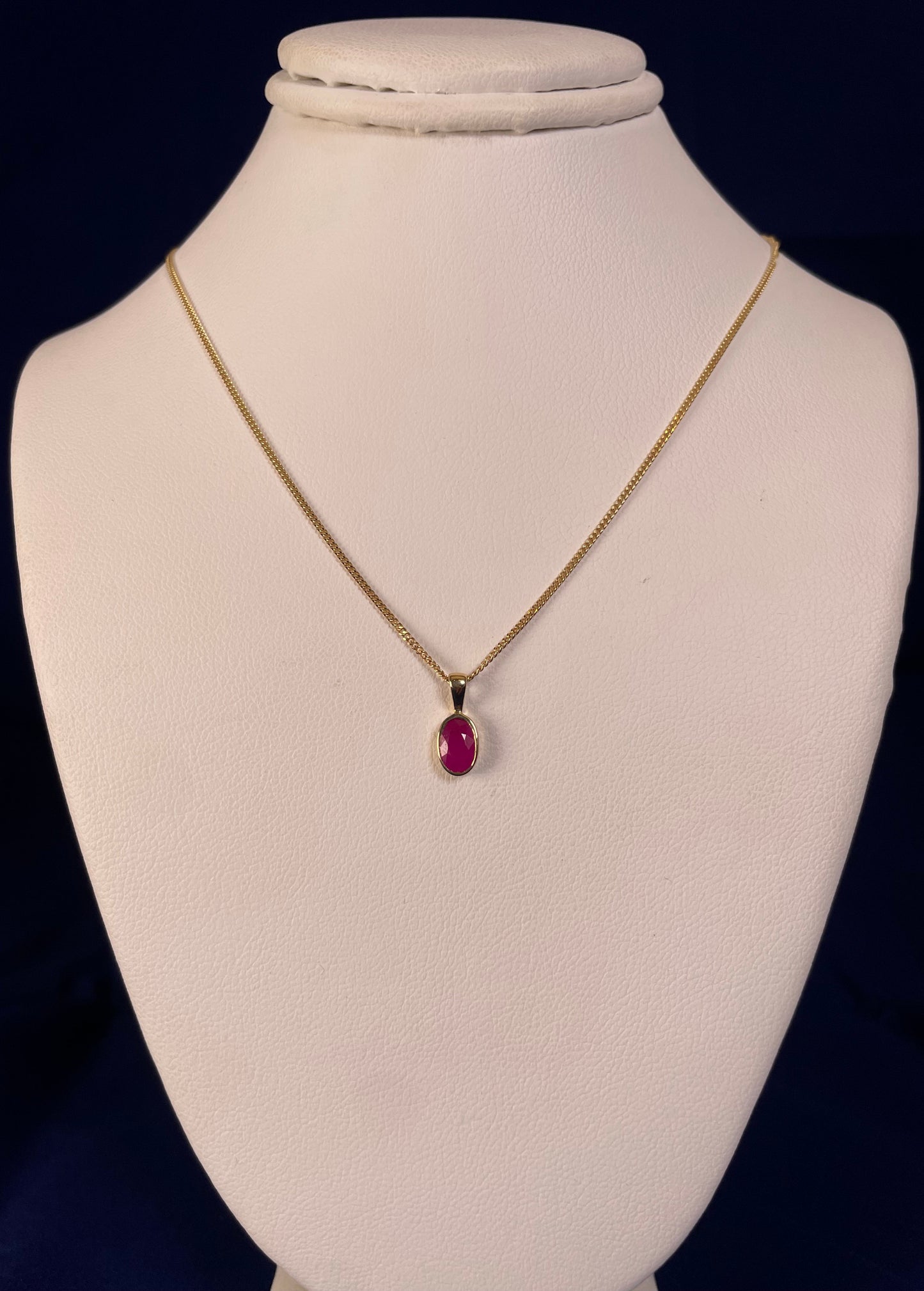 9ct Yellow Gold Oval Ruby Pendant Necklace