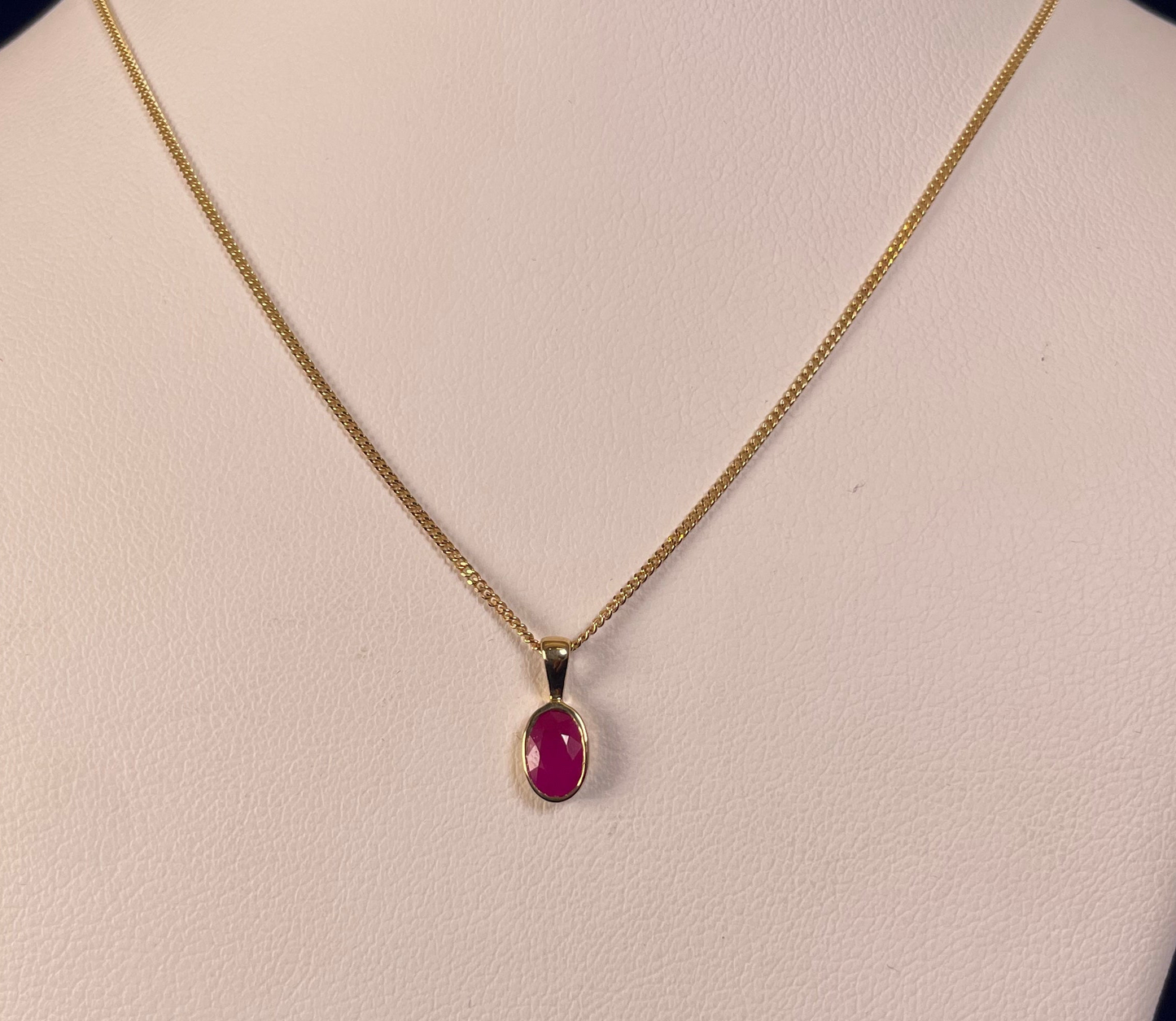 9ct Yellow Gold Oval Ruby Pendant Necklace