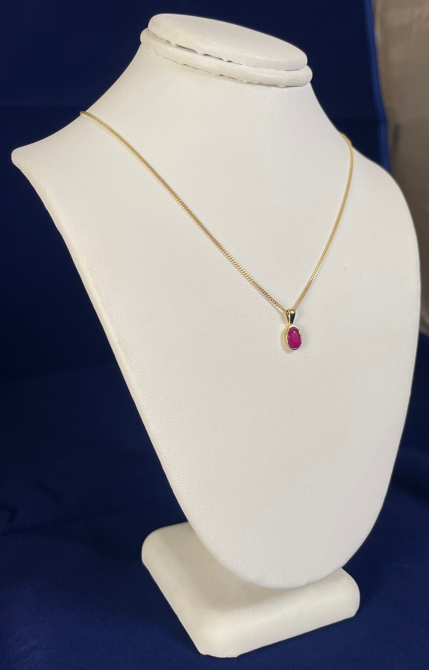 9ct Yellow Gold Oval Ruby Pendant Necklace