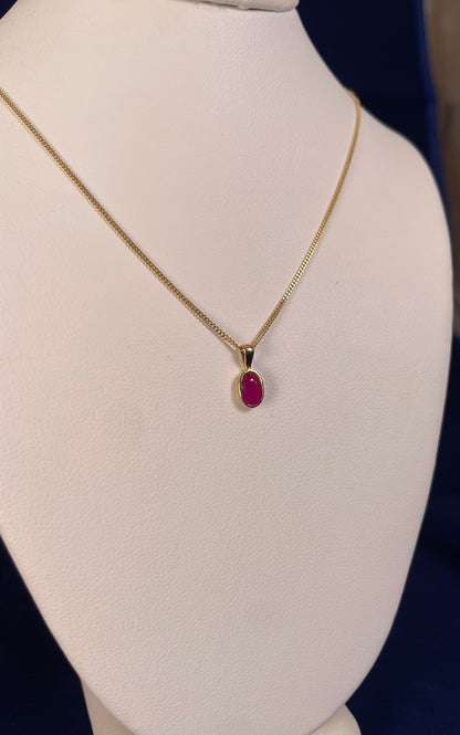 9ct Yellow Gold Oval Ruby Pendant Necklace