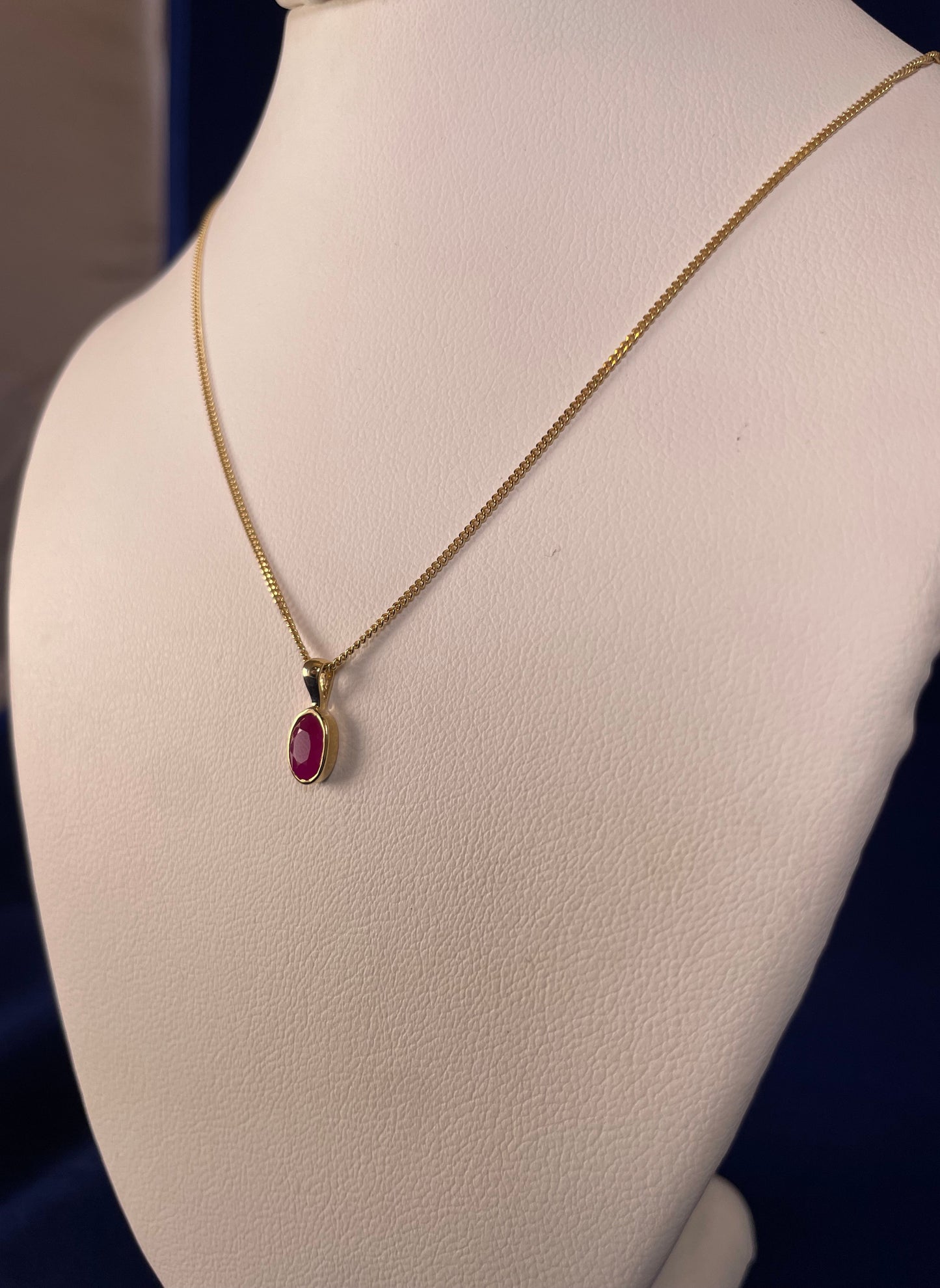 9ct Yellow Gold Oval Ruby Pendant Necklace