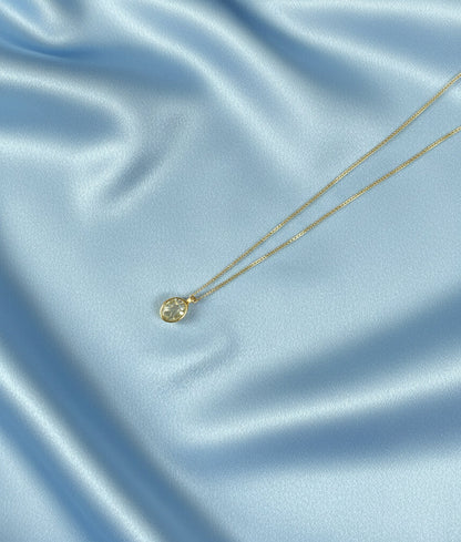 9ct Yellow Gold Oval Aquamarine Pendant Necklace