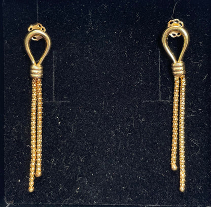 9ct Yellow Gold Lantern Link Drop Earrings