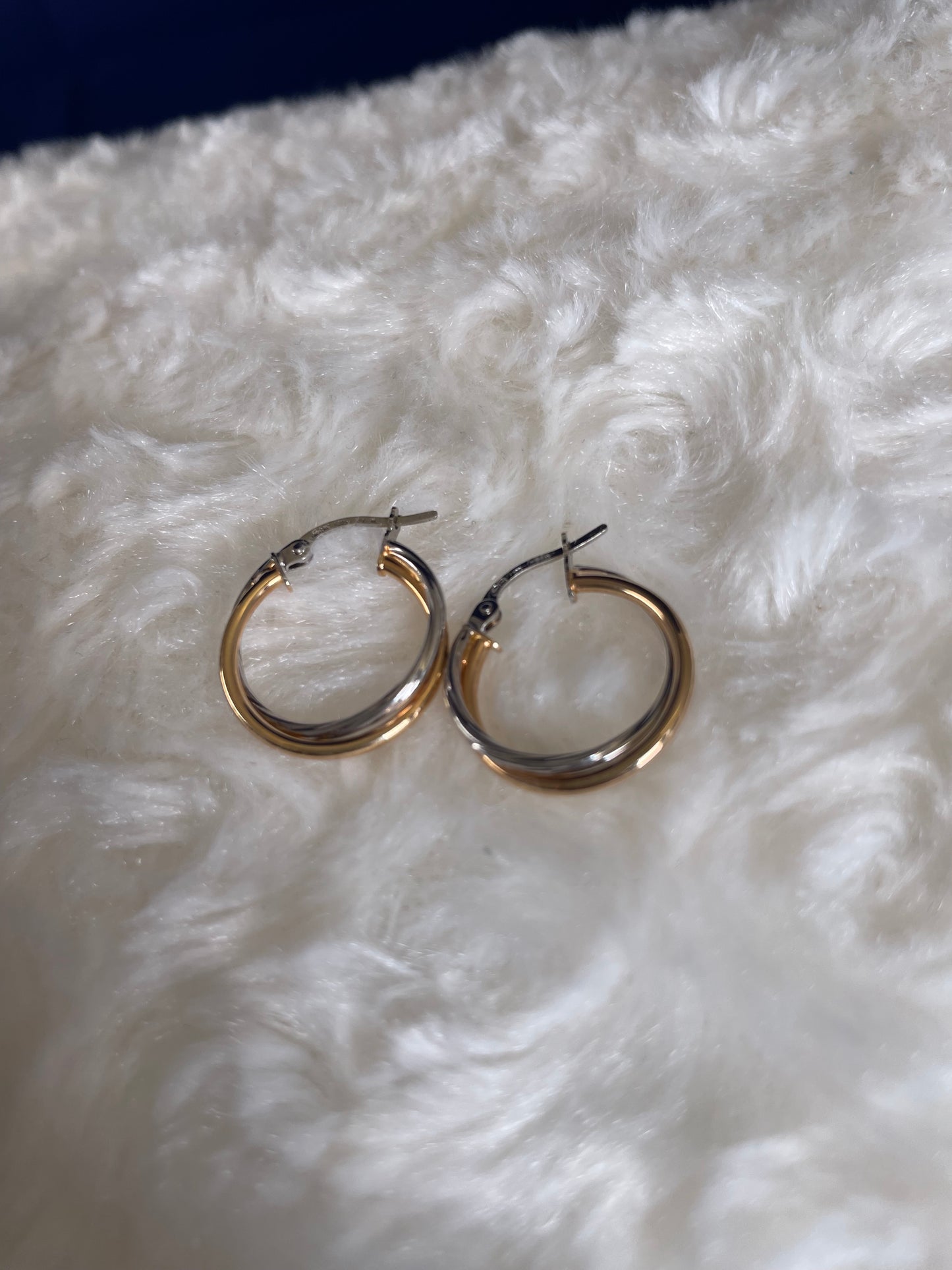 9ct White & Yellow Gold Russian Hoop Earrings