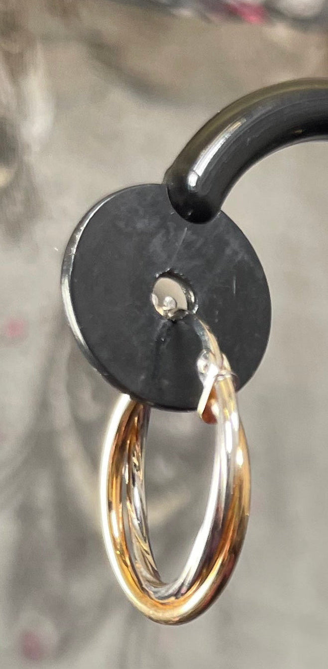 9ct White & Yellow Gold Russian Hoop Earrings