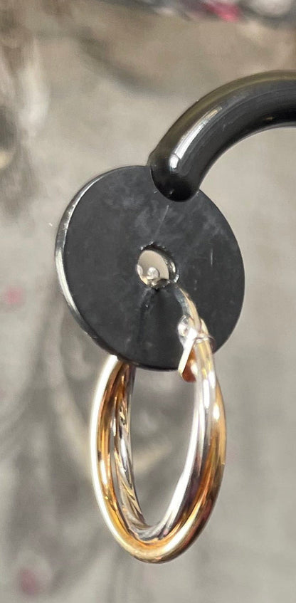 9ct White & Yellow Gold Russian Hoop Earrings