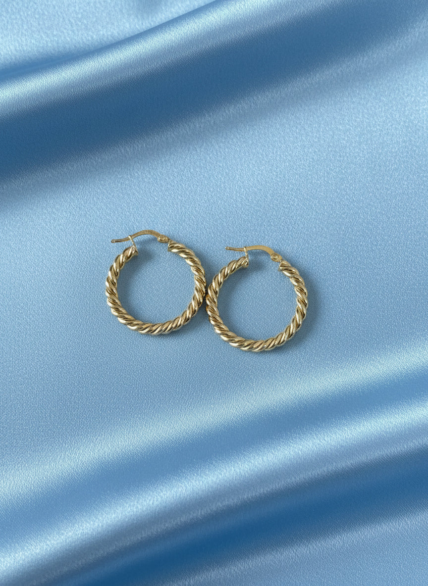 9ct Yellow Gold Twist Hoop Earrings