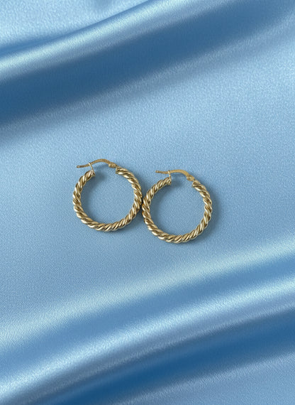 9ct Yellow Gold Twist Hoop Earrings