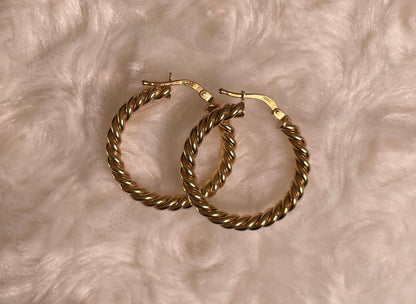 9ct Yellow Gold Twist Hoop Earrings