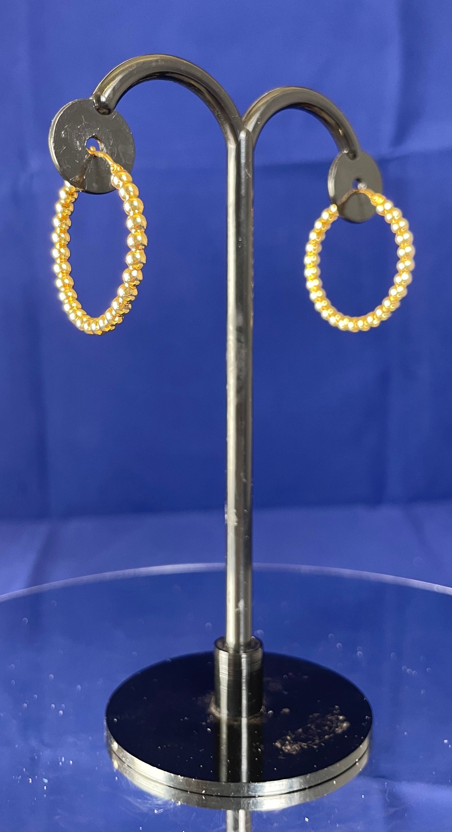 9ct Yellow Gold Beaded Hoop Earrings