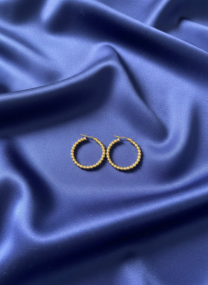 9ct Yellow Gold Beaded Hoop Earrings