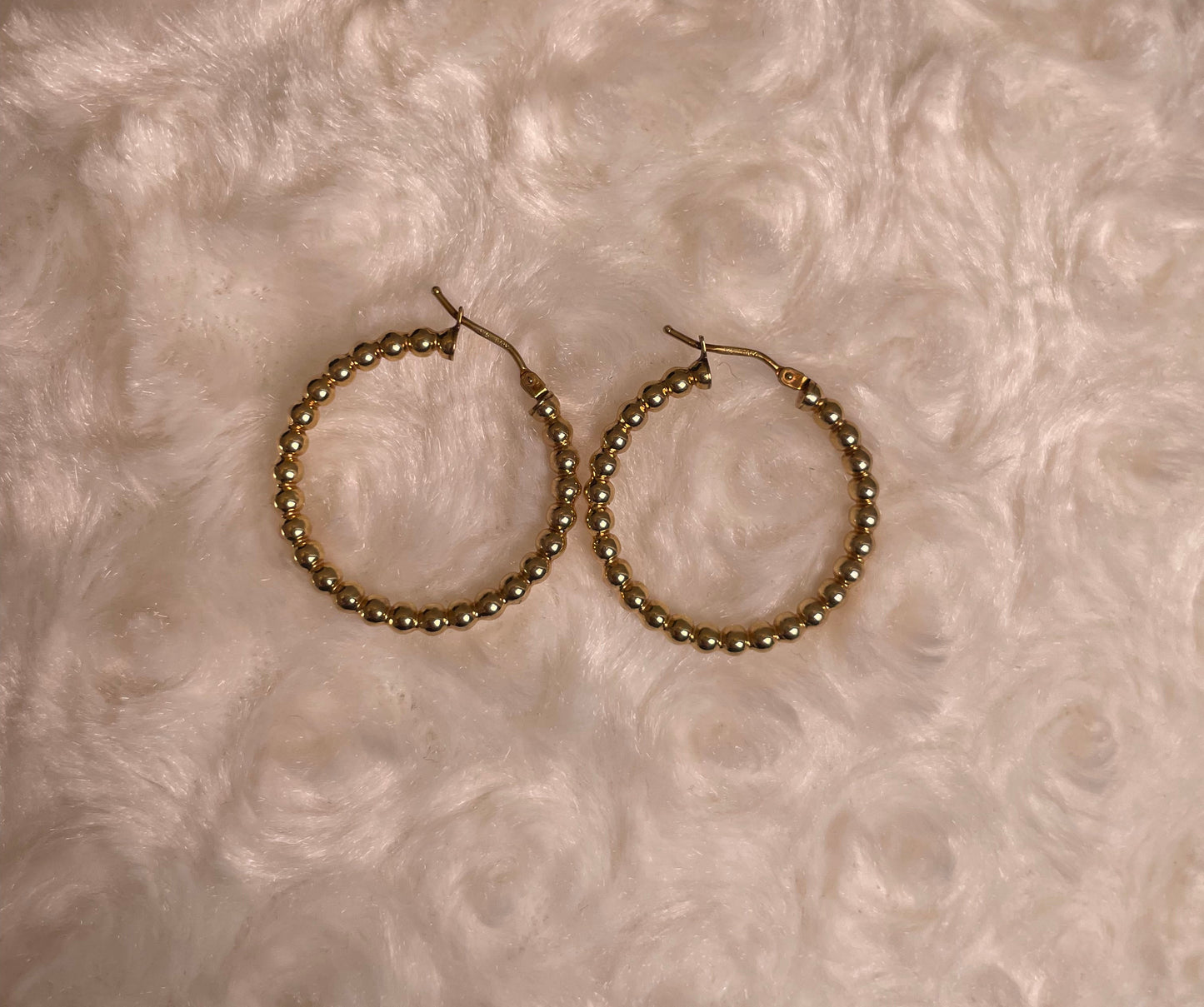 9ct Yellow Gold Beaded Hoop Earrings