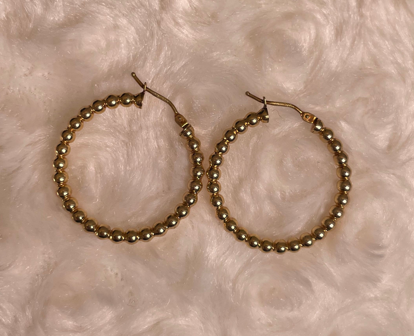 9ct Yellow Gold Beaded Hoop Earrings